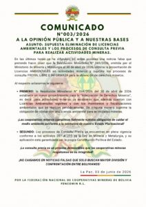 N° 003/2026 A LA OPINIÓN PÚBLICA Y A NUESTRAS BASES